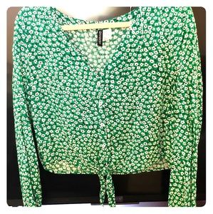 GREEN FLOWER TOP H&M